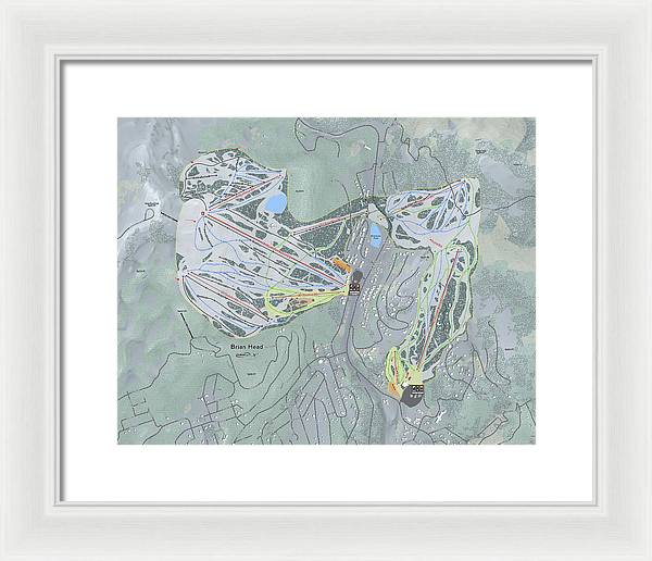 Brian Head Ski Trail Map - Framed Print - Powderaddicts