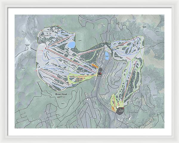 Brian Head Ski Trail Map - Framed Print - Powderaddicts