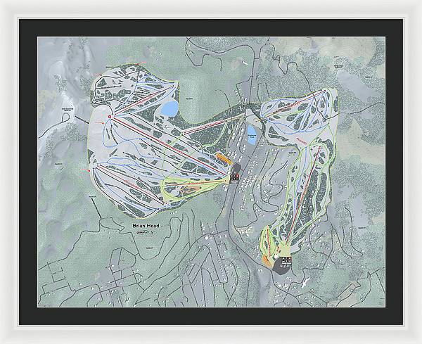 Brian Head Ski Trail Map - Framed Print - Powderaddicts