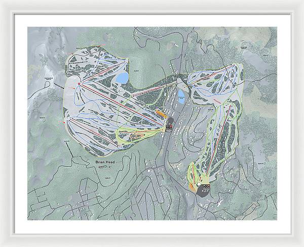 Brian Head Ski Trail Map - Framed Print - Powderaddicts
