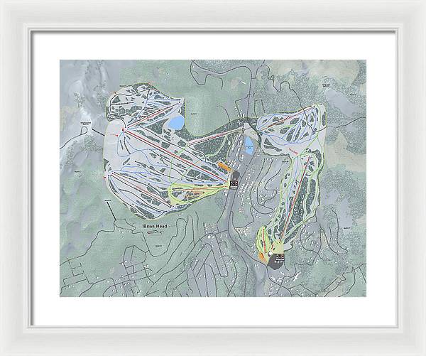 Brian Head Ski Trail Map - Framed Print - Powderaddicts