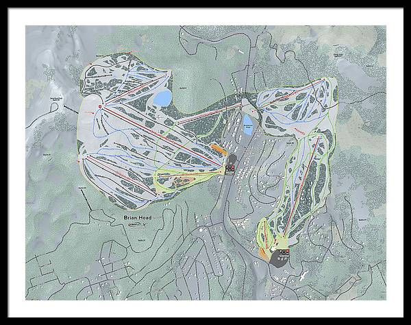 Brian Head Ski Trail Map - Framed Print - Powderaddicts