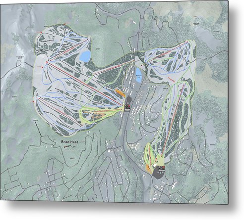 Brian Head Ski Trail Map - Metal Print - Powderaddicts