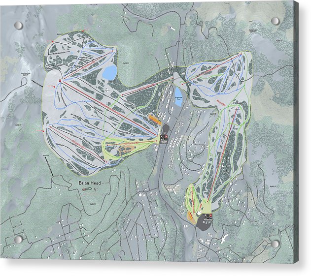 Brian Head Ski Trail Map - Acrylic Print - Powderaddicts