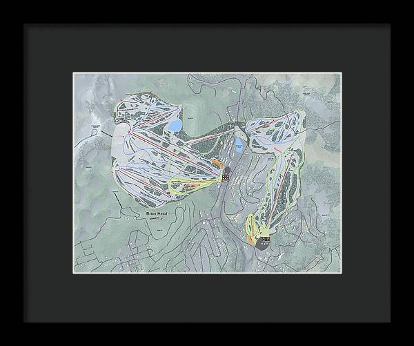 Brian Head Ski Trail Map - Framed Print - Powderaddicts