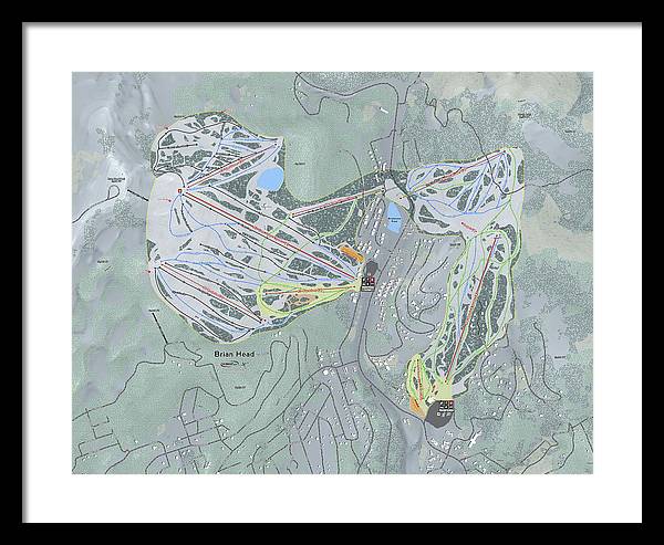 Brian Head Ski Trail Map - Framed Print - Powderaddicts