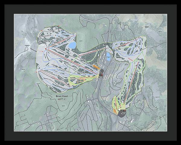 Brian Head Ski Trail Map - Framed Print - Powderaddicts