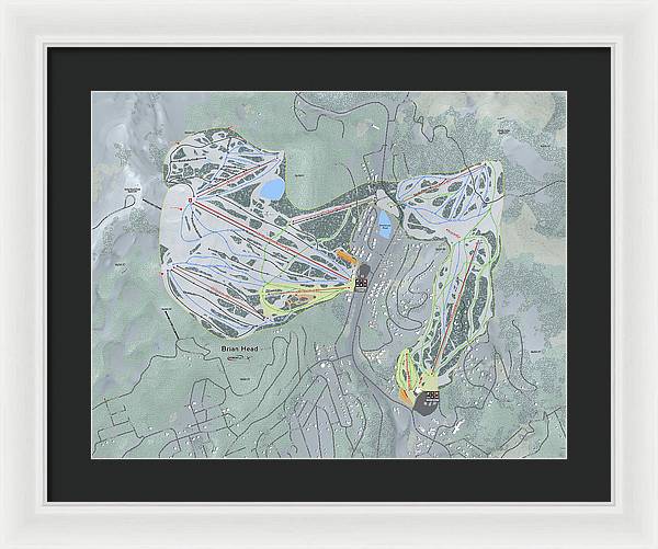 Brian Head Ski Trail Map - Framed Print - Powderaddicts