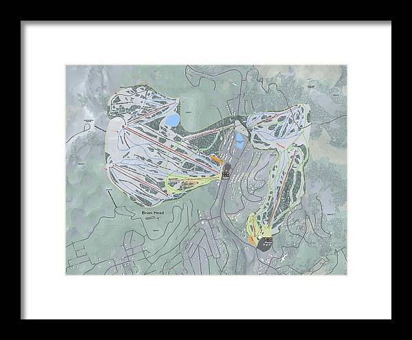 Brian Head Ski Trail Map - Framed Print - Powderaddicts