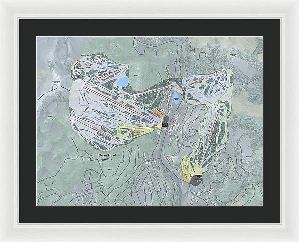 Brian Head Ski Trail Map - Framed Print - Powderaddicts