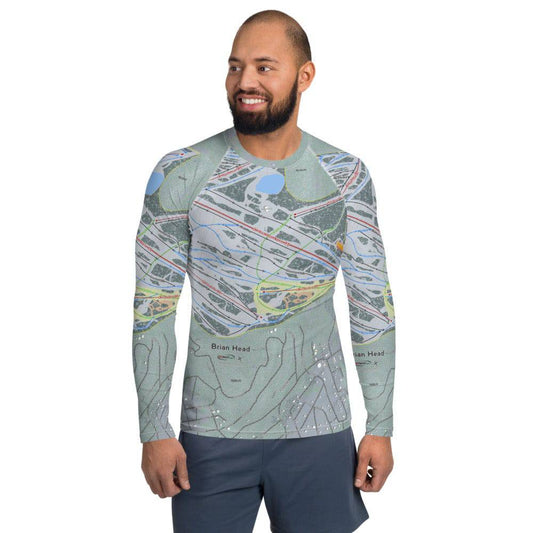 Brian Head, Utah Ski Trail Map Men's Base Layer Top - Powderaddicts