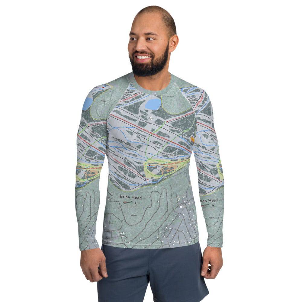 Brian Head, Utah Ski Trail Map Men's Base Layer Top - Powderaddicts