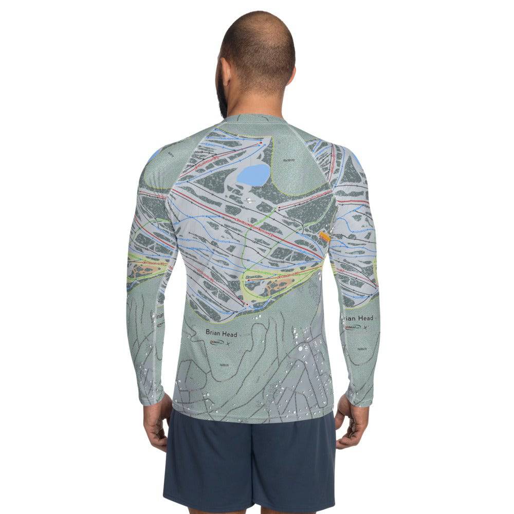 Brian Head, Utah Ski Trail Map Men's Base Layer Top - Powderaddicts