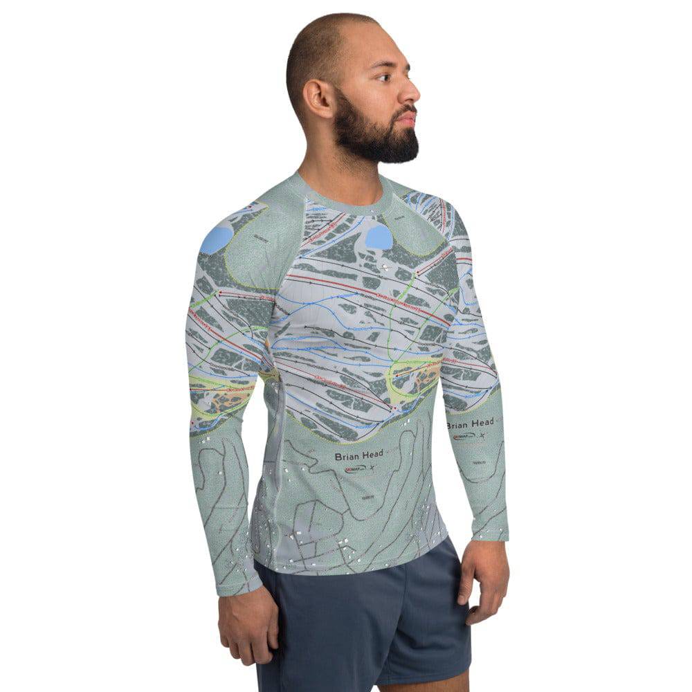 Brian Head, Utah Ski Trail Map Men's Base Layer Top - Powderaddicts