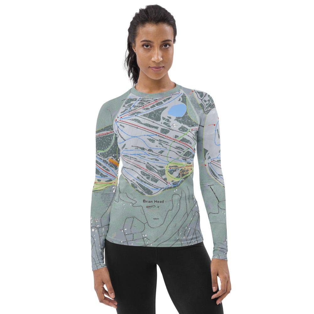 Brian Head, Utah Ski Trail Map Women's Base Layer Top - Powderaddicts