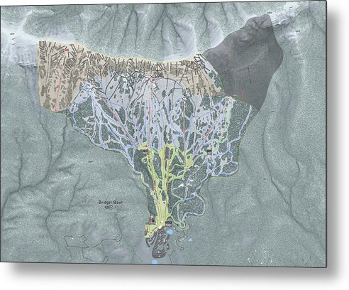 Bridger Bowl Ski Trail Map - Metal Print - Powderaddicts