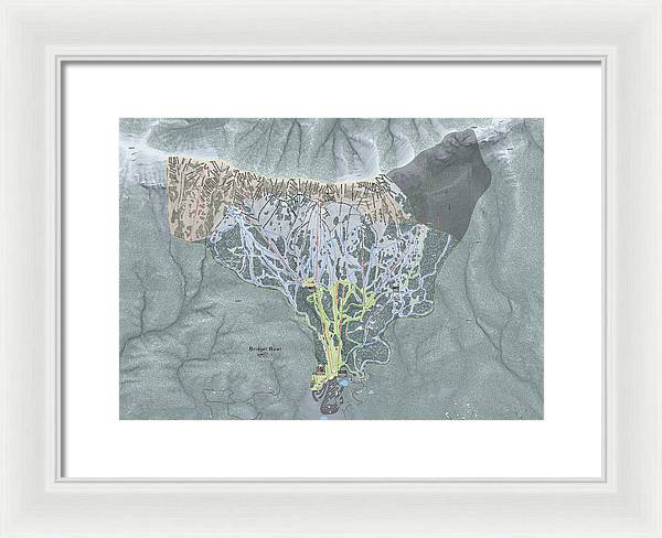 Bridger Bowl Ski Trail Map - Framed Print - Powderaddicts