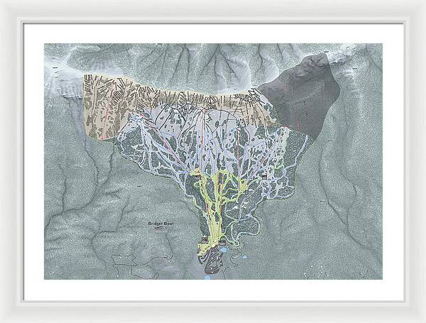 Bridger Bowl Ski Trail Map - Framed Print - Powderaddicts