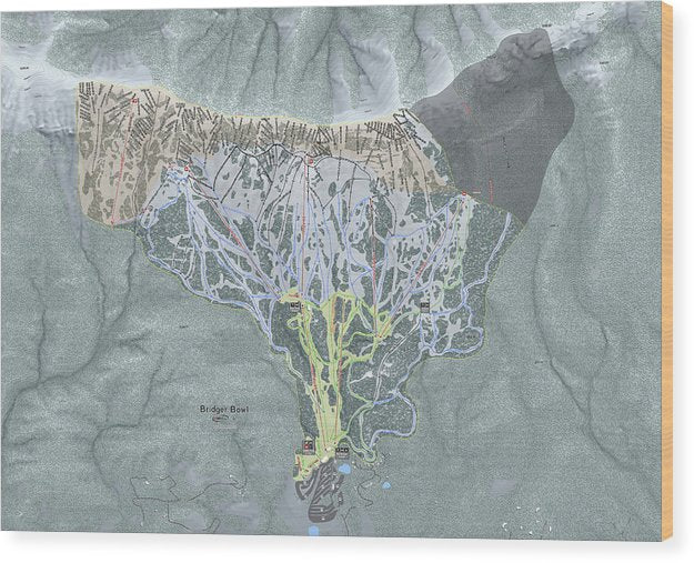 Bridger Bowl Ski Trail Map - Wood Print - Powderaddicts