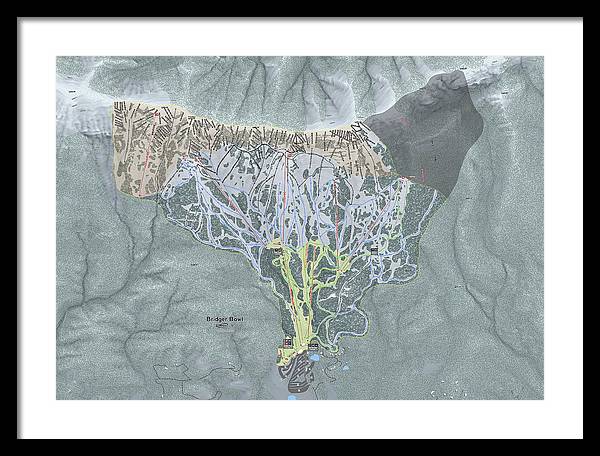 Bridger Bowl Ski Trail Map - Framed Print - Powderaddicts