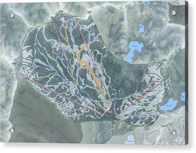 Brighton Ski Trail Map - Acrylic Print - Powderaddicts