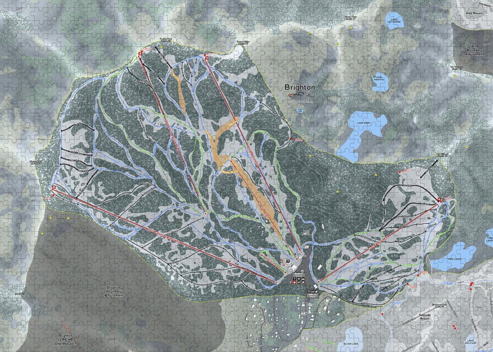 Brighton, Utah Ski Trail Map - Puzzle - Powderaddicts