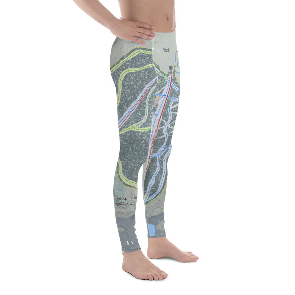 Bristol Mountain, New York Ski Trail Map Men's Base Layer Bottom - Powderaddicts