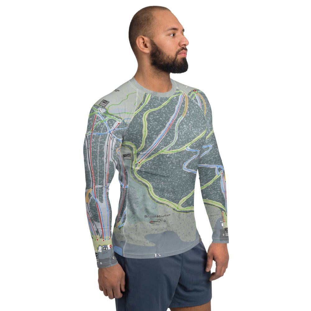 Bristol Mountain, New York Ski Trail Map Men's Base Layer Top - Powderaddicts