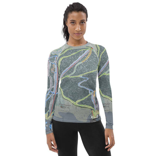 Bristol Mountain, New York Ski Trail Map Women's Base Layer Top - Powderaddicts