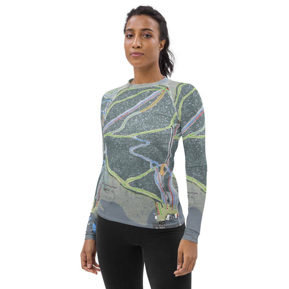 Bristol Mountain, New York Ski Trail Map Women's Base Layer Top - Powderaddicts