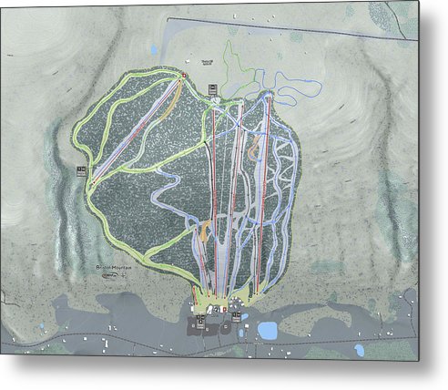 Bristol Mountain Ski Trail Map - Metal Print - Powderaddicts
