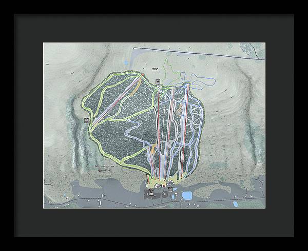 Bristol Mountain Ski Trail Map - Framed Print - Powderaddicts