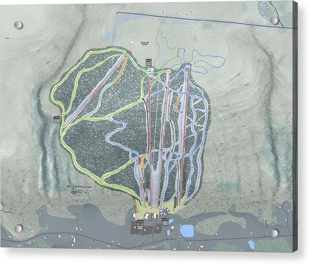 Bristol Mountain Ski Trail Map - Acrylic Print - Powderaddicts