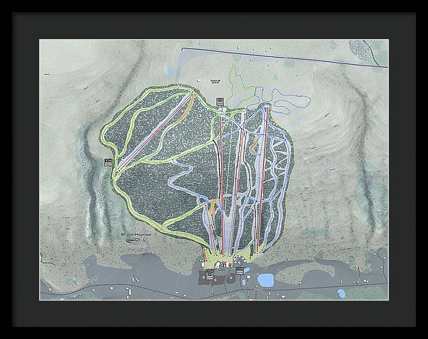 Bristol Mountain Ski Trail Map - Framed Print - Powderaddicts