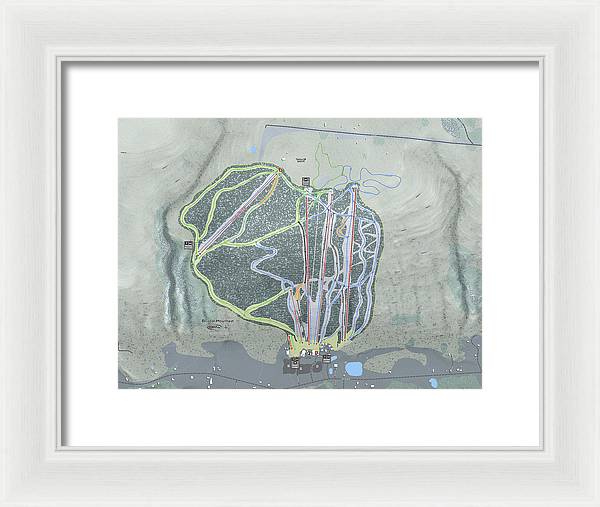 Bristol Mountain Ski Trail Map - Framed Print - Powderaddicts