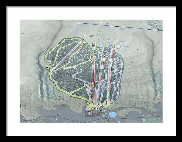 Bristol Mountain Ski Trail Map - Framed Print - Powderaddicts