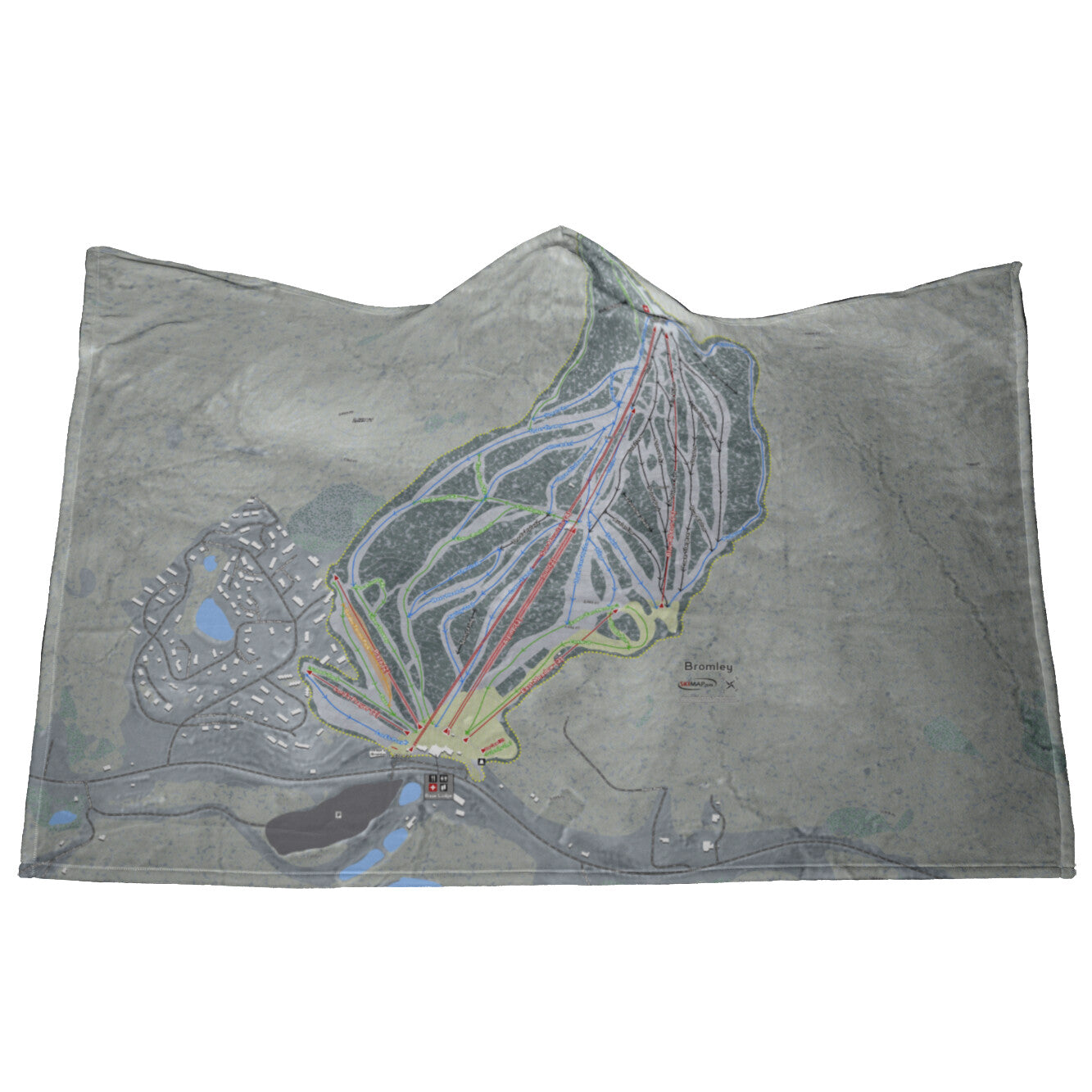 Bromley, Vermont Ski Trail Map - Hooded Blanket - Powderaddicts
