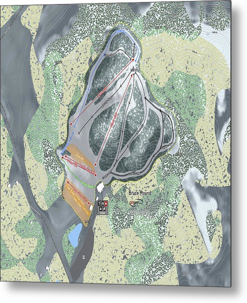 Bruce Mound Ski Trail Map - Metal Print - Powderaddicts