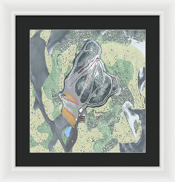 Bruce Mound Ski Trail Map - Framed Print - Powderaddicts