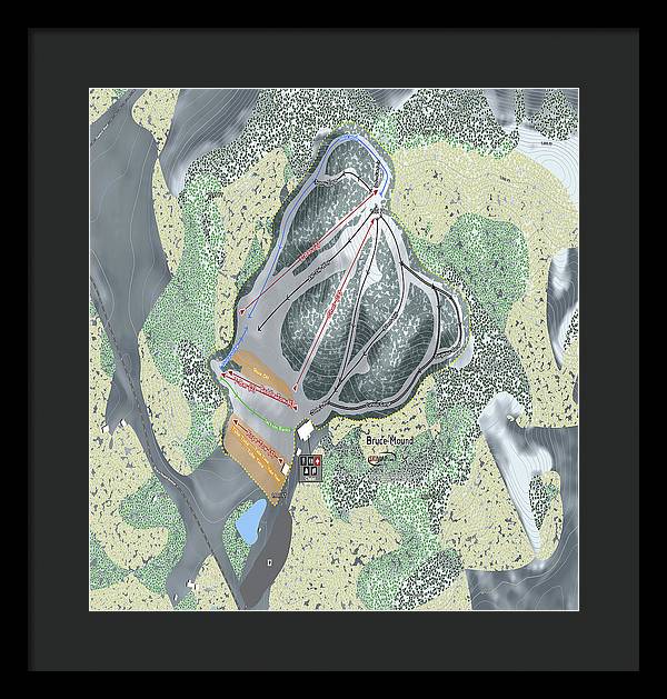 Bruce Mound Ski Trail Map - Framed Print - Powderaddicts