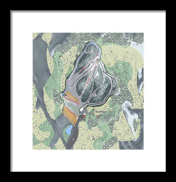 Bruce Mound Ski Trail Map - Framed Print - Powderaddicts