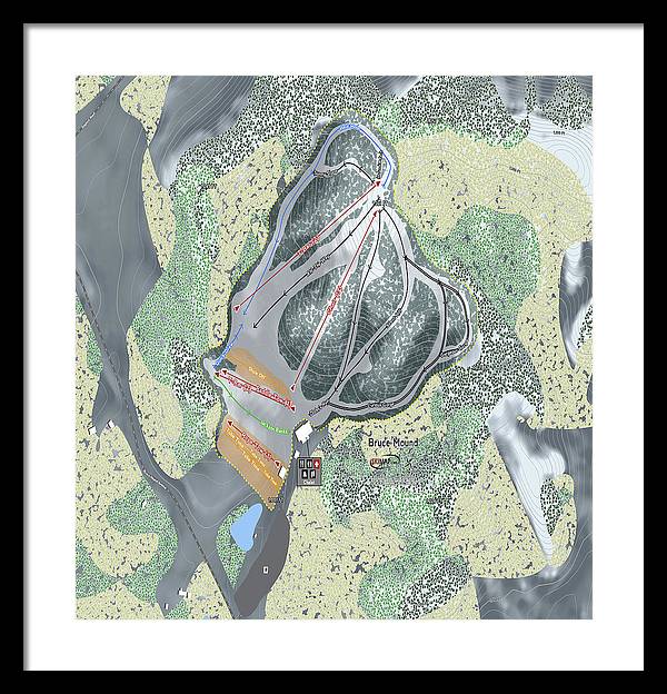 Bruce Mound Ski Trail Map - Framed Print - Powderaddicts