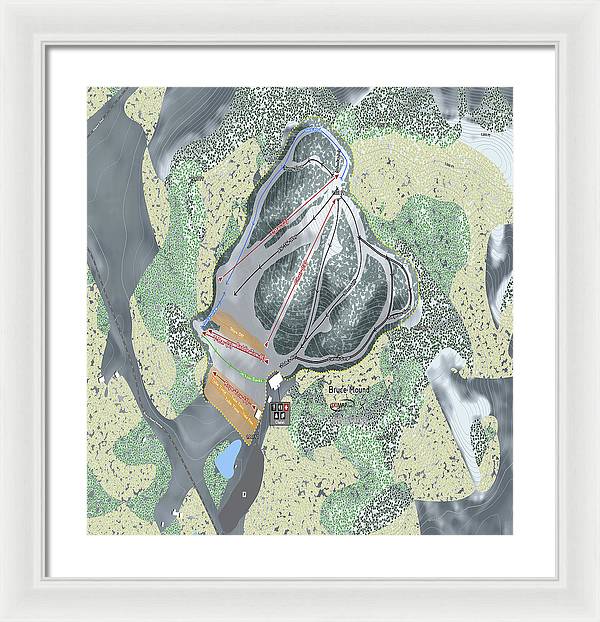 Bruce Mound Ski Trail Map - Framed Print - Powderaddicts