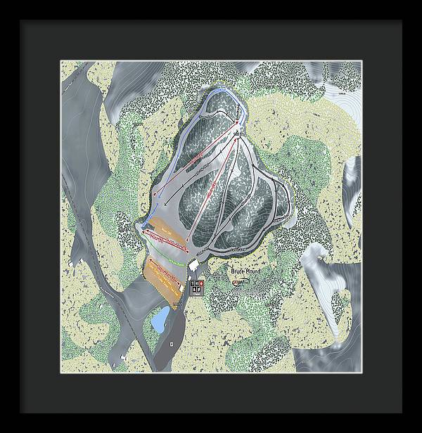 Bruce Mound Ski Trail Map - Framed Print - Powderaddicts