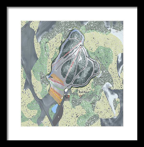 Bruce Mound Ski Trail Map - Framed Print - Powderaddicts