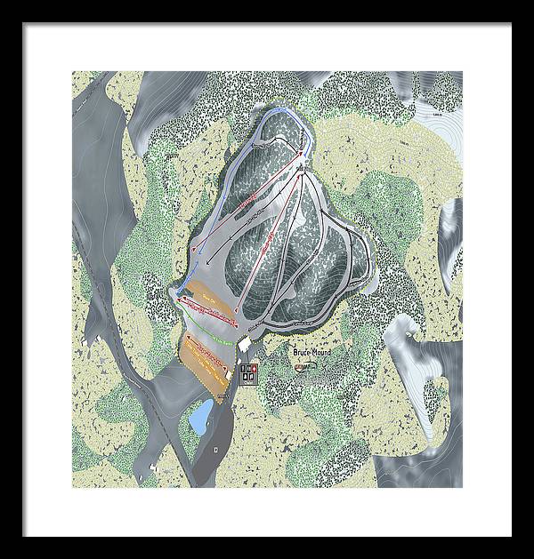 Bruce Mound Ski Trail Map - Framed Print - Powderaddicts