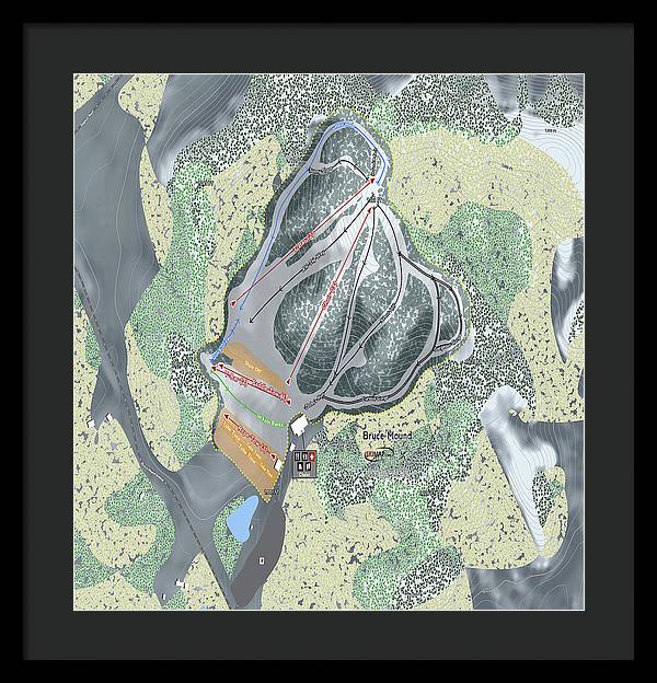 Bruce Mound Ski Trail Map - Framed Print - Powderaddicts