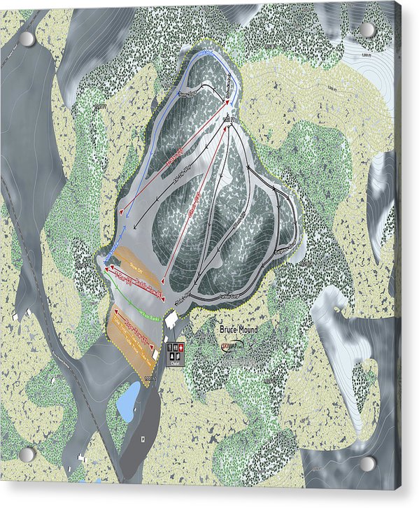 Bruce Mound Ski Trail Map - Acrylic Print - Powderaddicts