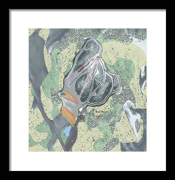 Bruce Mound Ski Trail Map - Framed Print - Powderaddicts