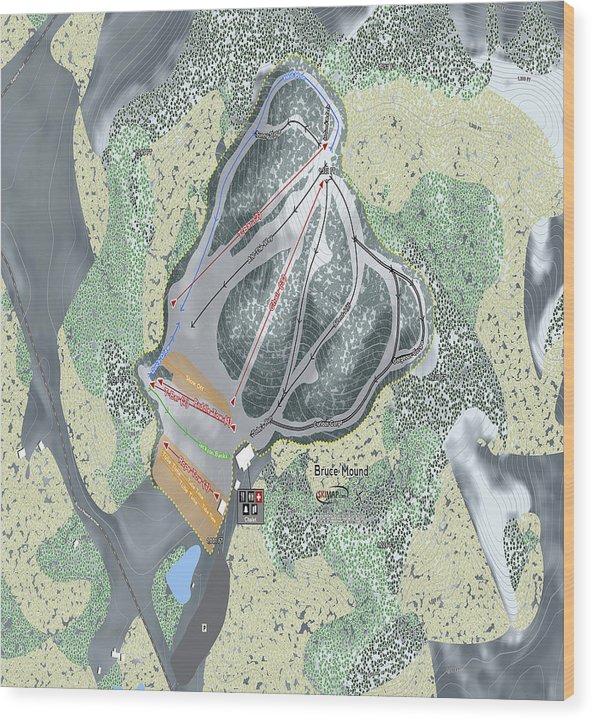 Bruce Mound Ski Trail Map - Wood Print - Powderaddicts